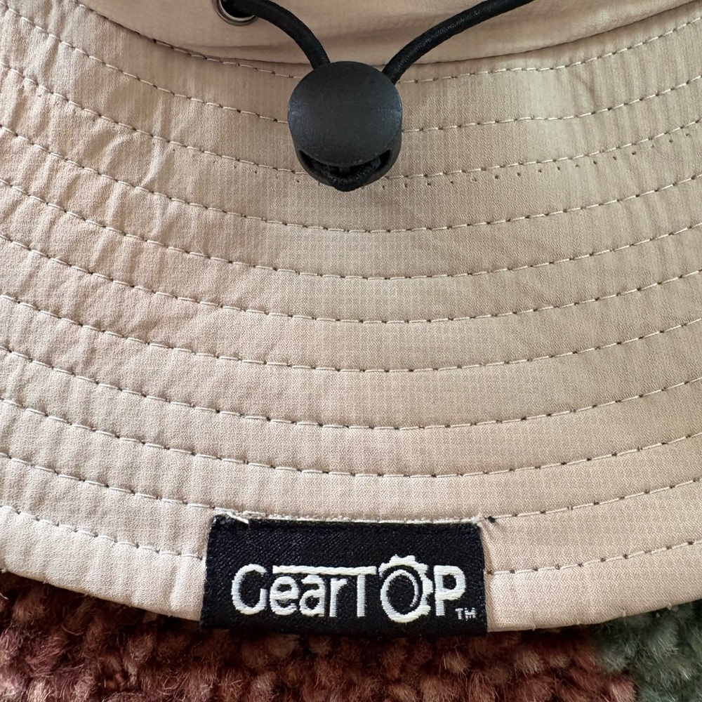 NEW TAN WIDE BRIM SUN BUCKET HAT, ONE SIZE, ADJUSTABLE STRAP/HEAD SIZE UPF 50 - Picture 6 of 10